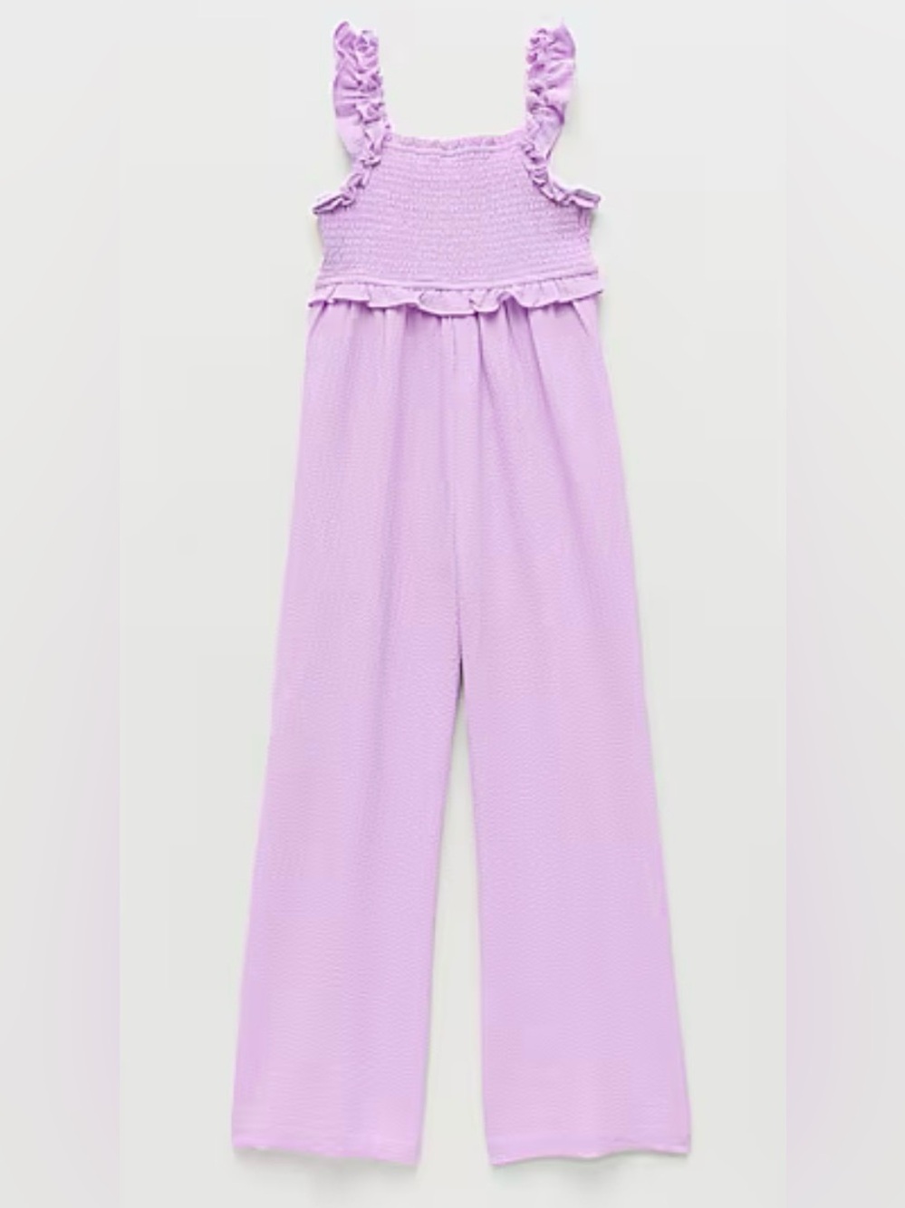 Smocked Bodice Wide-Leg Jumpsuit in Lavender - Picture 2 of 2